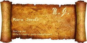Marx Jenő névjegykártya